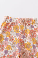 Retro pink floral print bamboo pajamas set