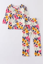 Pink & mustard floral print bamboo pajamas set - ARIA KIDS