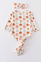 Pumpkin print bamboo baby gown set - ARIA KIDS