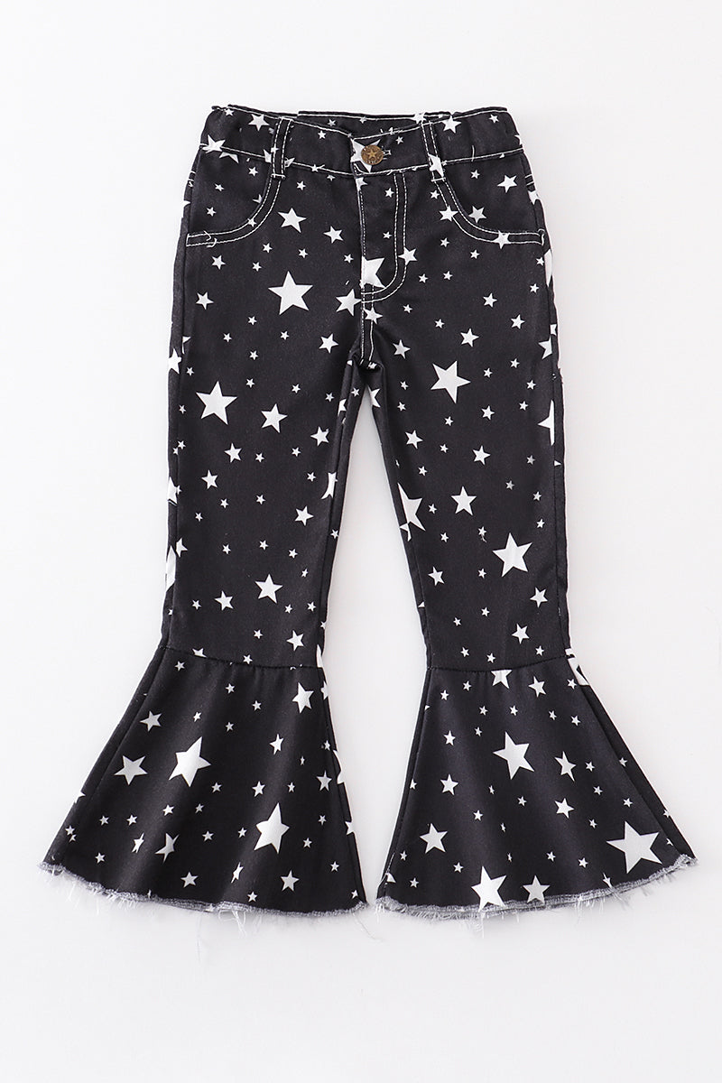 Black star print ruffle girl bell jeans - ARIA KIDS