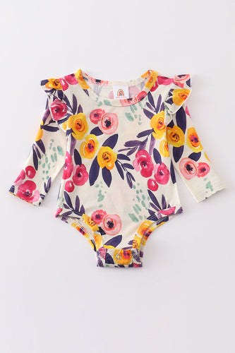 Floral ruffle baby onesie - ARIA KIDS