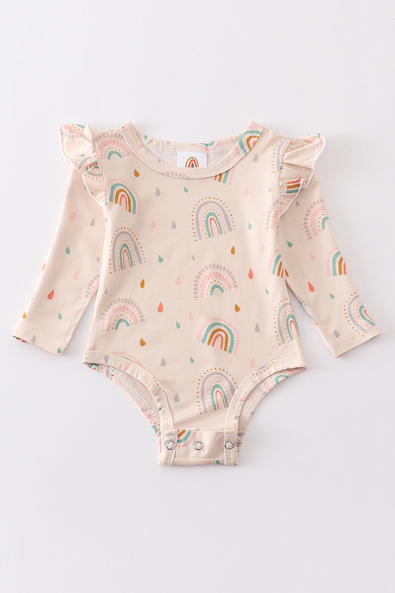 Rainbow ruffle bamboo baby onesie - ARIA KIDS