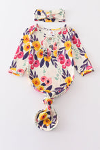 Floral print hairband baby gown - ARIA KIDS