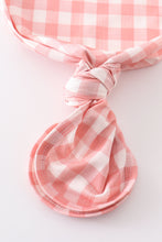 Pink plaid hairband bamboo baby gown - ARIA KIDS
