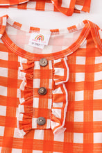Orange plaid hairband bamboo baby gown - ARIA KIDS