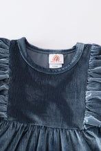 Blue ruffle velvet dress - ARIA KIDS