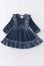 Blue ruffle velvet dress - ARIA KIDS