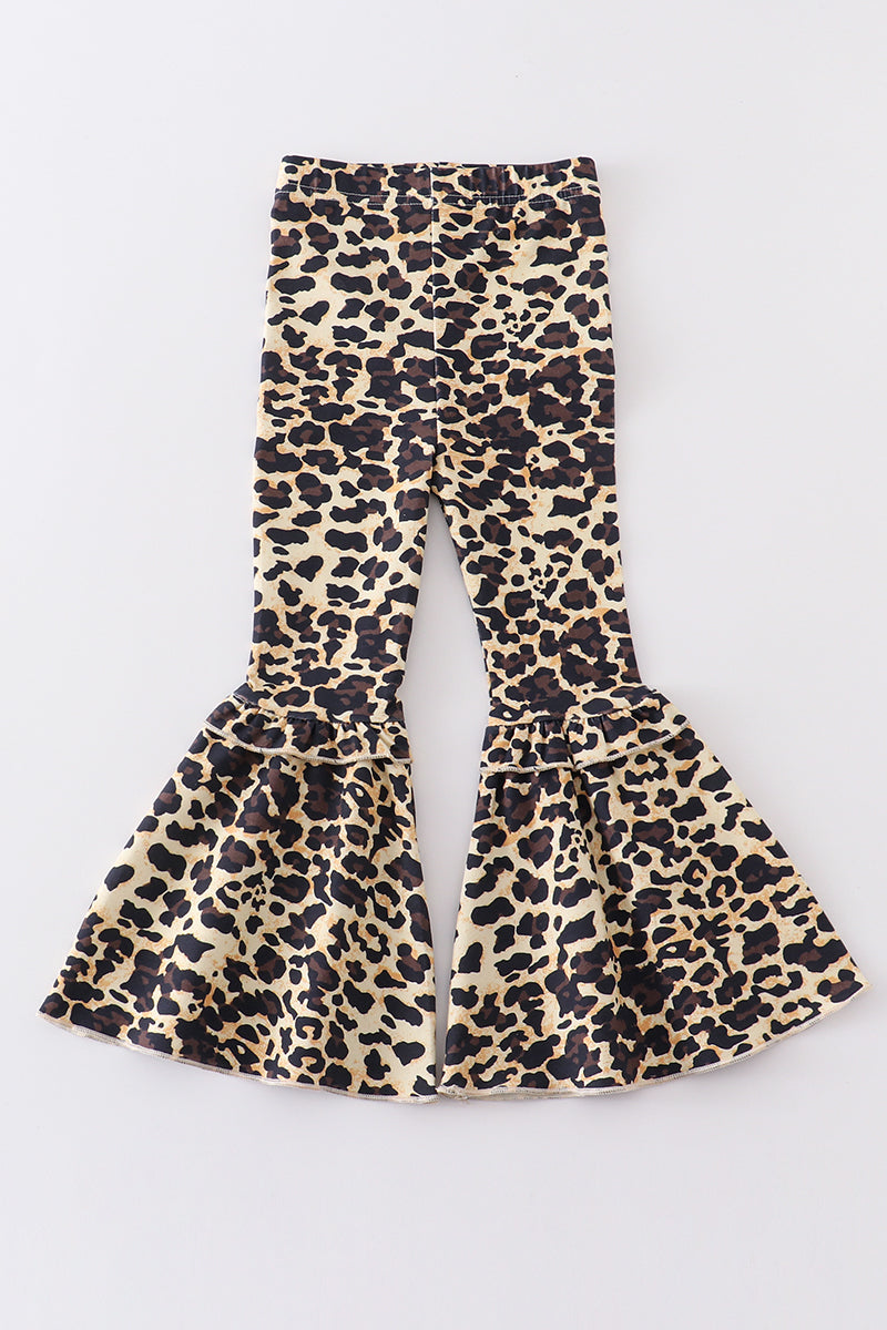 Leopard print ruffle bell pants - ARIA KIDS