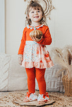 Rust pumpkin print ruffle girl set - ARIA KIDS