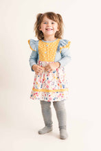 Blue floral print ruffle girl dress - ARIA KIDS