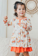 Orange floral print ruffle dress - ARIA KIDS