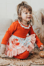 Rust pumpkin print ruffle girl set - ARIA KIDS