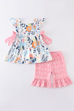 Pink floral print ruffle girl set - ARIA KIDS