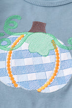 Blue pumpkin embroidery plaid halloween