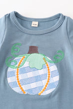 Blue plaid pumpkin embroidery baby girl romper - ARIA KIDS