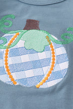 Blue plaid pumpkin embroidery baby girl romper - ARIA KIDS