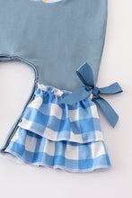 Blue plaid pumpkin embroidery baby girl romper - ARIA KIDS