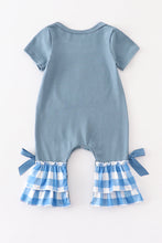 Blue plaid pumpkin embroidery baby girl romper - ARIA KIDS
