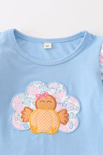 Blue turkey thanksgiving ruffle girl set - ARIA KIDS