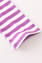 Purple stripe halloween embroidery girl set