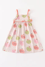 White back to school apple print dress - ARIA KIDS