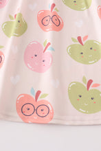 White back to school apple print dress - ARIA KIDS