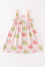 White back to school apple print dress - ARIA KIDS