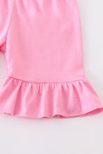 Pink smiling print ruffle girl set