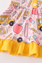 Mustard back to school apple print girl set