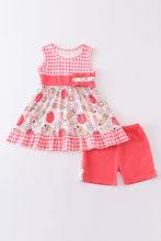 Red apple pencil print girl set