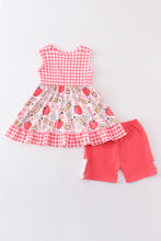 Red apple pencil print girl set