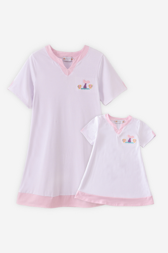 White mermaid embroidery cover up mom & me - ARIA KIDS