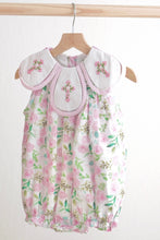 Pink easter cross emrboidery floral girl bubble - ARIA KIDS