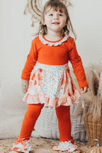 Rust pumpkin print ruffle girl set - ARIA KIDS