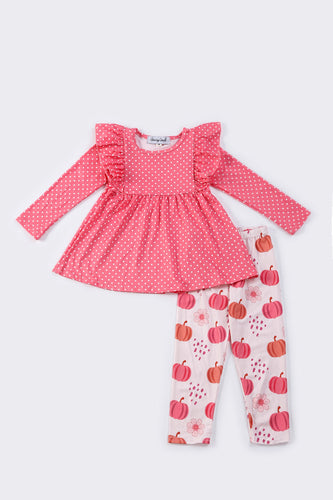 Pink pumpkin floral girl set - ARIA KIDS
