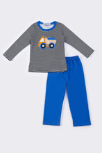 Blue truck applique stripe boy set - ARIA KIDS