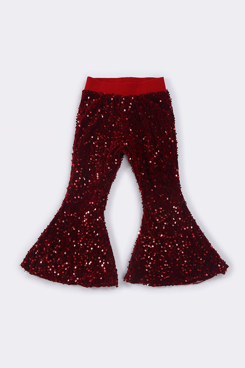 Girls Burgundy Sequin Bell Bottoms Girls Burgundy Sequin Bell Bottoms