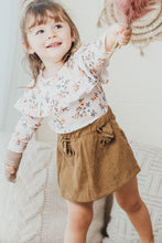 Beige floral print ruffle girl skirt set - ARIA KIDS