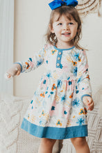 Blue floral print girl dress - ARIA KIDS