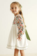 Premium Green floral print swiss dot dress - ARIA KIDS