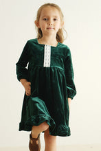Premium Forest velvet lace girl dress - ARIA KIDS