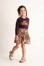 Brown thanksgiving leopard short skirt set - ARIA KIDS