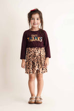 Brown thanksgiving leopard short skirt set - ARIA KIDS