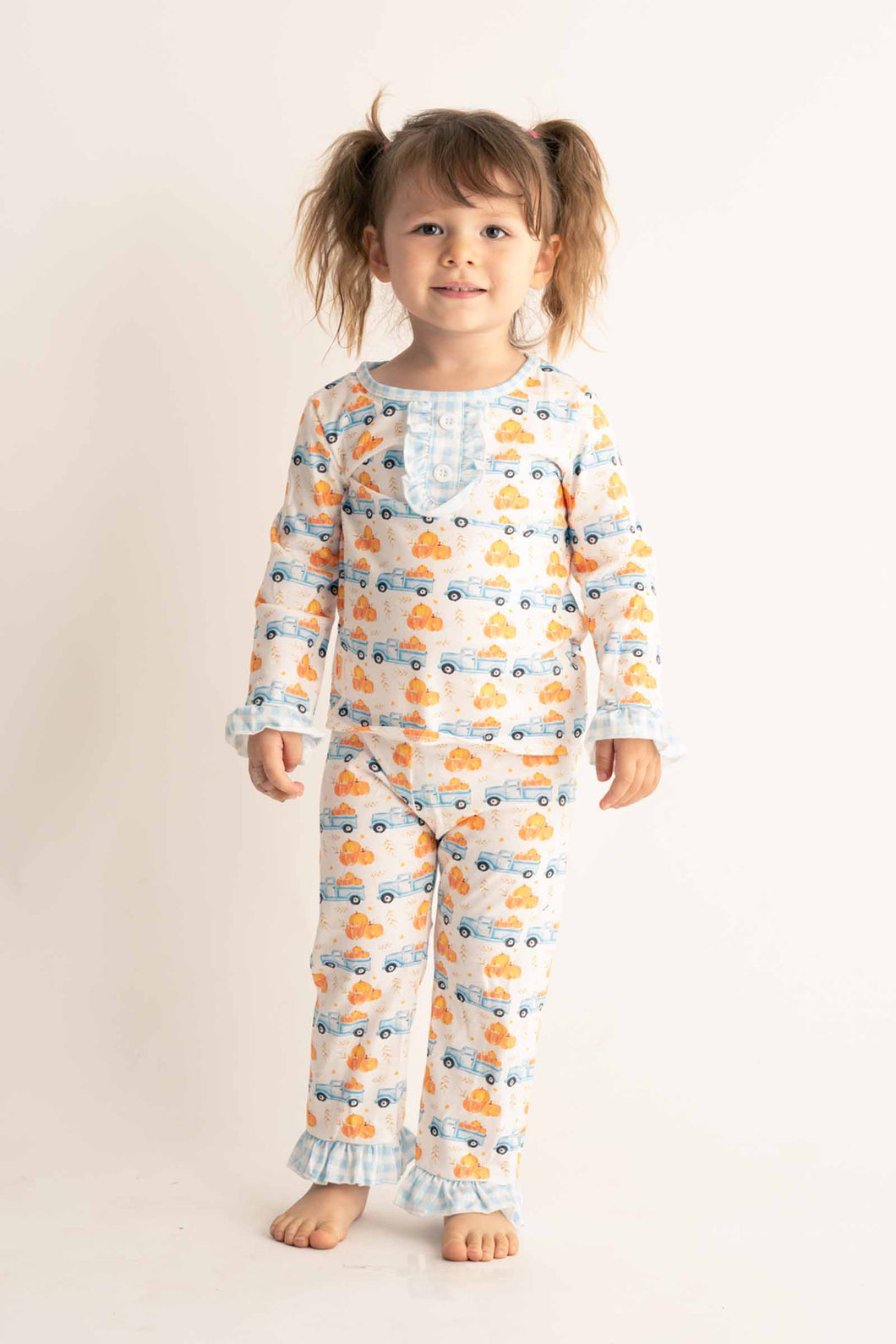 Truck pumpkin print girl pajamas - ARIA KIDS