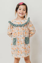 Green floral print pocket ruffle dress - ARIA KIDS