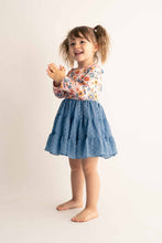 Blue floral print tiered dress