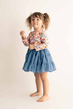 Blue floral print tiered dress
