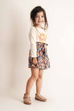 Beige thanksgiving floral short skirt set - ARIA KIDS