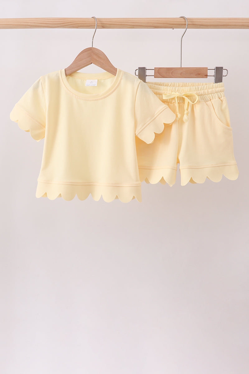 Lemon Scalloped Short Set - ARIA KIDS