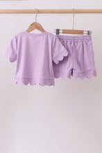 Lavender scalloped mom&me shorts set - ARIA KIDS